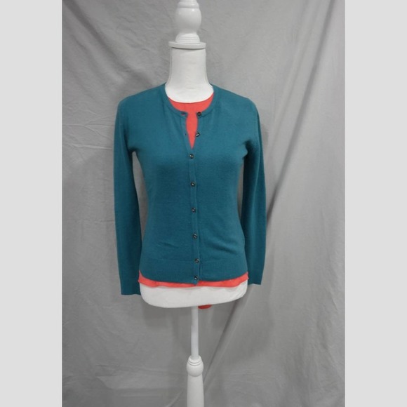 NY&Co XS Teal Cardigan with Teal Crystal Button - Picture 1 of 9